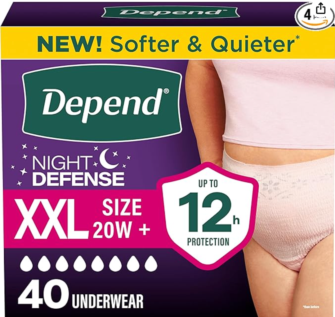 Depend Night Defense Incontinence Underwear for Women (XXL, 40 Count)