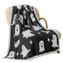 Snuggle Sac Halloween Throw Blanket Black Ghost Blanket, Black Bat Throw Blanket for Couch 50x60 inches, Ultra Soft Decorative Blanket