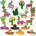 18Pcs Mexican Yard Signs Stakes Cinco De Mayo Cactus Tiki Piata Sombrero Let's Fiesta Tropical Lawn Decor for Outdoor Garden Ornaments Mexican Western Cowboy Party(Fiesta)
