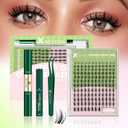 Fairy Lash Clusters Kit Manga Lash Extension Kit D Curl KEYYOU 144Pcs Eyelash Extension Kit Wispy Natural Invisible Band Lash Kit with Waterproof DIY Lash Extension Kit at Home(Fairy-D-8-18MIX)