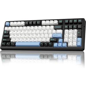 AULA F99 Wireless Mechanical Keyboard, Tri-Mode BT5.0/2.4GHz/USB-C Hot Swappable Custom Keyboard, Pre-lubed Linear Switches, RGB Backlit Gaming Keyboards for PC/Tablet/Xbox/PS4/PS5 (Blue& White & Black)