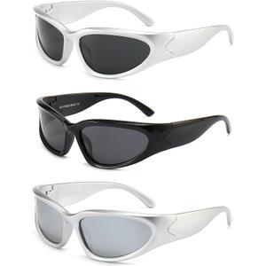 SOAR&EAGLE Y2K 3Pack Polarized sunglasses Wrap Around Men's Women's sunglasses Fashion Sport Shades Sun Glasses