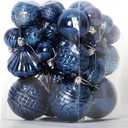 Christmas Balls Ornaments -36pcs Shatterproof Christmas Tree Decorations with Hanging Loop for Xmas Tree Wedding Holiday Party Home Decor,6 Styles in 3 Sizes(Blue)