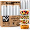 Healthy Packers 8oz Deli Containers with Lids, Food Storage, 100pk BPA-Free