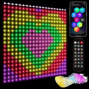 High Pixel Smart Curtain Lights - LED Pioneering App Controlled Color Changing American Flag Light Outdoor Indoor for Christmas, Halloween, Shop, Bar, IP65 Waterproof 6.58x6.58Ft