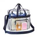 MAY TREE Clear Bag for Stadium Events 12×6×12 Clear Tote Lunch Bag with Reinforced Straps for Work, Sporting Events and Gym, Navy