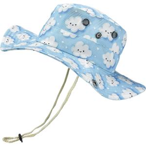 Kawaii Cloud Bucket Hat for Kids, Outdoor Gifts for Toddler Boy Girl, Summer Travel Boonie Hat Wide Brim Beach Sun Hat for Child
