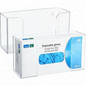 Weysat 2 Pcs Acrylic Glove Box Holder Dispenser Glove Holder for Wall Mount Acrylic Rack Wall Floating Mask Dispenser for Medical Latex Rubber Disposable Mitten Boxes(Clear,Horizontal Style)