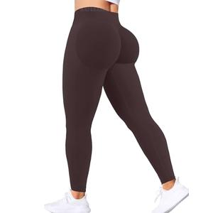 Ieumaz Scrunch Butt Lifting Leggings for Women Gym Seamless Workout Leggings Mid Low Waist Tummy Control Yoga Pants Chocolate S