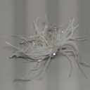 Vintage Feather Flower Hair Clips with Pearl Large Crystal Floral Barrettes Hair Pieces Handmade Bridal Wedding Hair Accessories for Women (White+Twisted Wires+Feather+Crystal+Beads)