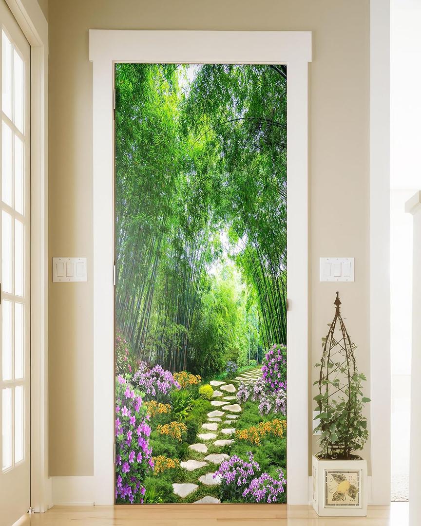 FLFK Door Sticker - Peel and Stick Scenic Door Wallpaper, Removable Self-Adhesive Mural for Home Decor, 30.3"W x 78.7"L, Set of 2 Sheets