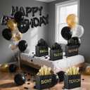 Foxtell 5 Senses Gift Bags Five Senses Birthday Decorations with Tissue Paper Ribbon Happy Birthday Banner Balloons Rose Petals Ribbons for Party(Black Gold)