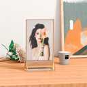 Acrylic Table Numbers Wedding 4x6 Vertical 4 Pack, Acrylic Table Card Holder Gold, Clear Menu Holder for Table Top, Restaurant Retail, Paper Holder, Photo Frame (4x6 - Vertical)