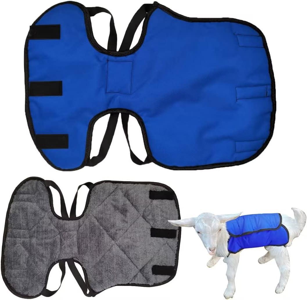 perixir 2 Pcs Goat Coat for Cold Weather, Sheep Goat Blanket Jacket Waterproof Windproof, to Keep Lambs Warmth with A Soft Fleece Liner, Blue