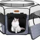 Dog Playpen, Portable Pet Play Pen Foldable Carrying Case, Puppy Pens Outsid for Small Cat Indoor/Outdoor, Removable Mesh Shade Cover (Blue)