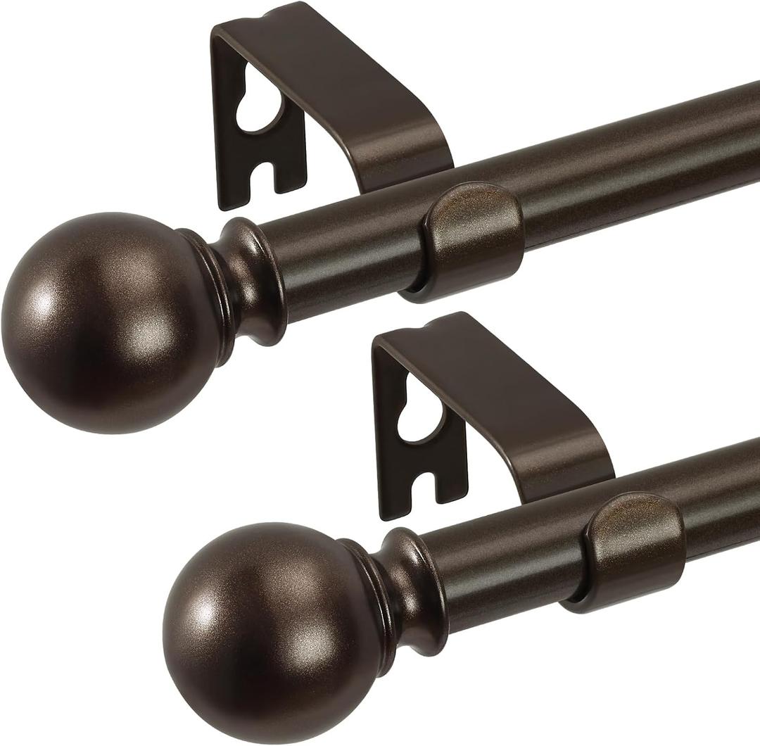 2 Pack Bronze Curtain Rods 28 to 48 Inches(2.3-4 Feet),5/8 inch Splicing Drapery Rods,Small Curtain Rods Set,Size: 18''-45'',Bronze