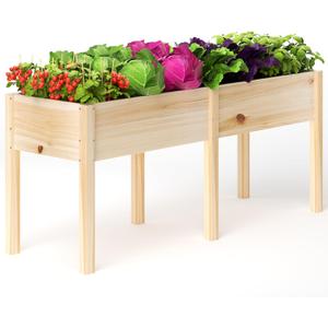 MIXC 72L X 23W Raised Garden Bed Outdoors with Legs, Elevated Reinforced Wooden Large Planter Box for Backyard, Patio, Balcony w/Divider Panel, 6 Legs, 300lb Capacity