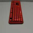 FOPETT Wireless Keyboard and Mouse Combo, 104 Keys Full-Sized 2.4 GHz Round Keycap Colorful Keyboards, USB Receiver Plug and Play, for Windows, Mac, PC, Laptop, Desktop (Black Red)