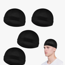 4 Pcs Wave Cap,Silk Wave Sleep Hair Cap for Black Men, Mens Night Elastic Band Satin Skull Caps Unisex Shower(Black)