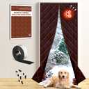Insulated Magnetic Door Curtain for Winter, Thermal Door Cover with Triple-Layer Oxford Fabric, Windproof Cold Draft Blocker, Energy Saving Waterproof Curtain for Indoor Outdoor (Fit Door 36*82 Screen:39*84, Coffee)