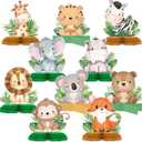 Gueevin 10 Pcs Safari Honeycomb Centerpieces for Baby Shower & Birthday Party Decorations, Jungle Animal Table Centerpieces Set(Cute Animals)