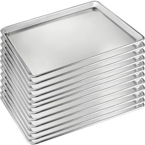 Bastwe 12 Pack Half Size Baking Sheet Pan Set, Aluminum Commercial Quality Cookie Sheet for Baking or Roasting, Large Thick Baking Tray Prevents Warping, 13" × 18" Cookie Tray Pan