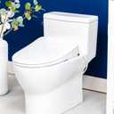 ALPHA BIDET iX Pure Bidet Toilet Seat in Round White | Ultra Low Profile | Endless Warm Water | Arced Stainless Steel Nozzle | Blue LED Nightlight | Dryer