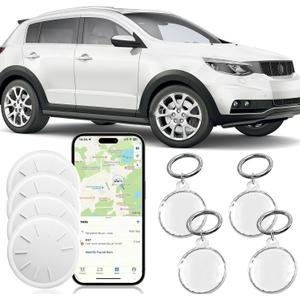 Mini GPS Tracker for Vehicles No Monthly Fee,GPS Car Tracker,Hidden Car Tracker with Case,Real Time Car GPS Tracker Work with Apple Find My(iOS Only) (Waterproof White,4PCS)