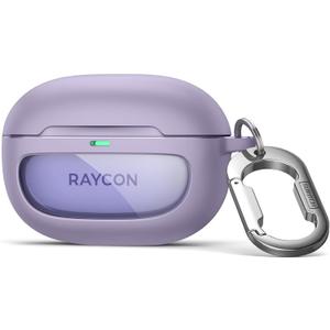 SURITCH Case for Raycon Everyday Earbuds (2024 Edition), Shockproof Magnetic Case for Raycon Bluetooth True Wireless in-Ear Buds Headphones, Protective Cover with Magnetic Lid Lock & Carabiner, Purple