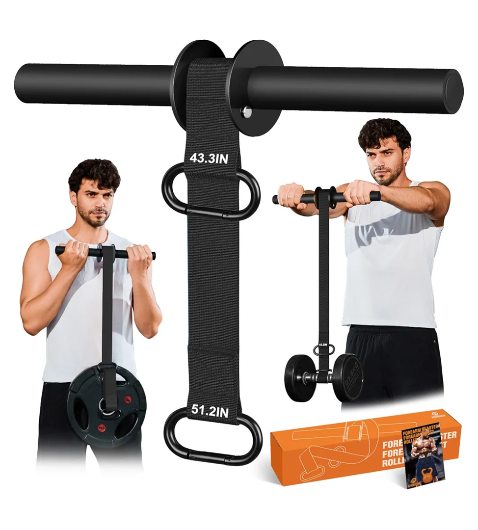 Forearm Strengthener and Wrist Roller, 43.3 inch Or 51.2 inch Ultra Strong Nylon Webbing, Forearm Exerciser with Quick Locking Mechanism, Ideal for Hand, Wrist and Forearm Strength Training