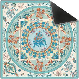 Blue Chinoiserie Mahjong Mat 31.5" x 31.5", Vintage Blue Oriental Non-Slip Noise Reduction Mahjong Table Cover Accessories and Supplies for Dominoes Poker Card Board and Tile Games Gifts