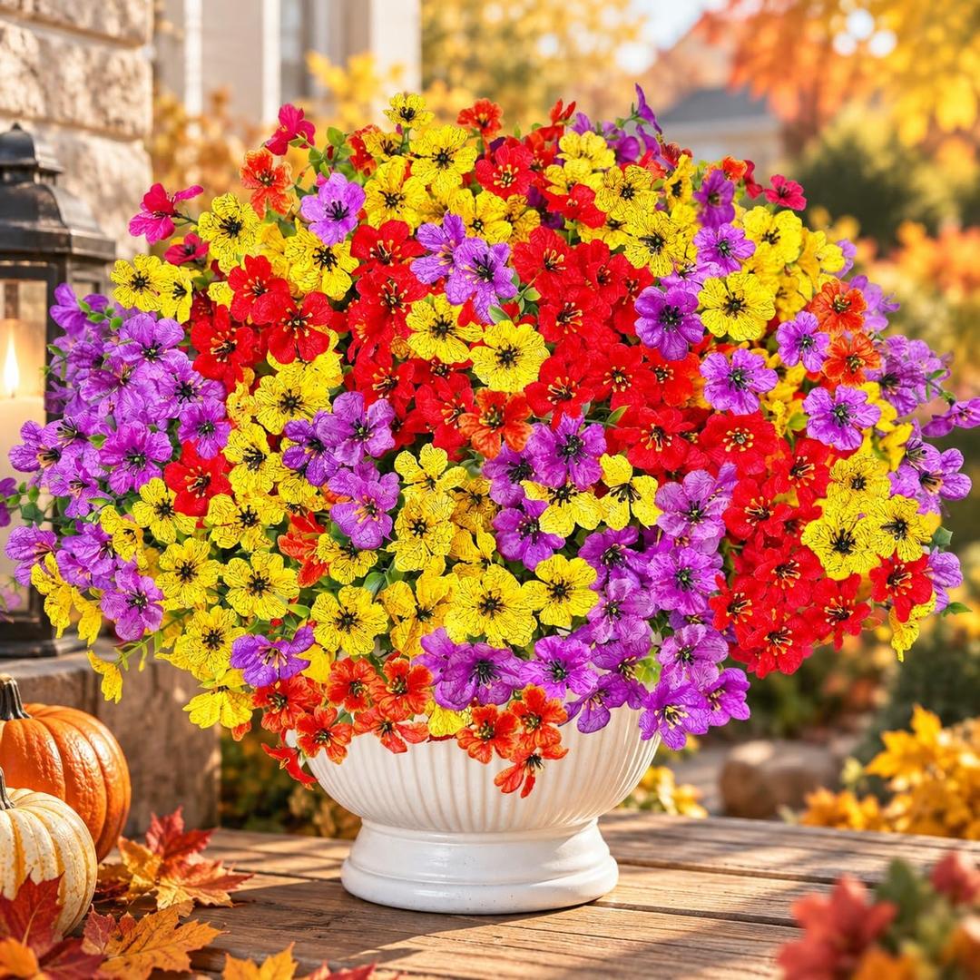 3 x Artificial Fall Flowers, 12 Bundles Faux Daisies for Outdoor Decor
