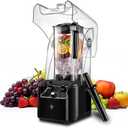 Commercial Blender for Smoothies With Quiet Shield, 2.5HP Motor, Stainless Steel Blade, 80oz Pitcher for Shakes, Smoothies, Ice Crushing, Frozen Drinks, 15 Speeds, Self-Cleaning, Black