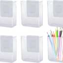 6 Pack Plastic Wall Folders, Clear Wall Mount File Organizer Acrylic Single Pocket Hanging Wall Organizer Magazine Holder Cabinet Storage Bins for Office Bathroom Home, 4.7" x 2" x 4