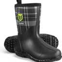 TIDEWE Rubber Boots for Women with Steel Shank, 6mm Neoprene Waterproof Insulated Mid Calf Rain Boots, Sturdy Hunting Work Boots for Farming Gardening Fishing (Black)