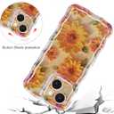 Jusy Compatible with iPhone 14, Colorful Retro Oil Painting Printed Flower Laser Glossy Pattern Cute Curly Wave Phone Case Soft TPU Cover for Girly Women - Sunflower