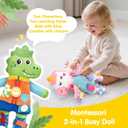 hahaland 2-in-1 Montessori Plush Busy Doll for Toddlers 1-3, Reversible Unicorn & Dinosaur Educational Learn to Dress Doll with 15+ Buckle, Snap & Dressing Skills, Toddler Gifts for 2 Years and Ups