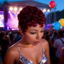 Red Pixie Cut Wigs for Black Women,Short Curly Human Hair Wig Layered Pixie Wig With Bangs,Natural Looking Glueless Pixie Wig for Daily Use Wear and Go (#99j, 6 inch)
