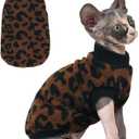 PUMYPOREITY Winter Warm Cat Sweater - Super Soft & Elastic Knit with Plush Fleece, Easy-On Design with Ribbed Neck & Cuffs, Stretchy Cat Outfit for Indoor/Outdoor Use, L