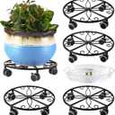 5 Pack Plant Caddy with Wheels Heavy Duty 11.8 Inches Metal Plant Stand with Wheels Plant Dolly Rolling Plant Stand Plant Roller with Casters for Indoor and Outdoor (5, Black)