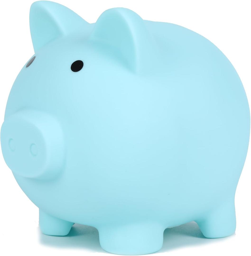 H&W Piggy Bank, Plastic Coin Bank, Unbreakable Money Banks, Cute Piggy Banks, First Money Box, Best Birthday Gifts Home DecorationBlue (Large)