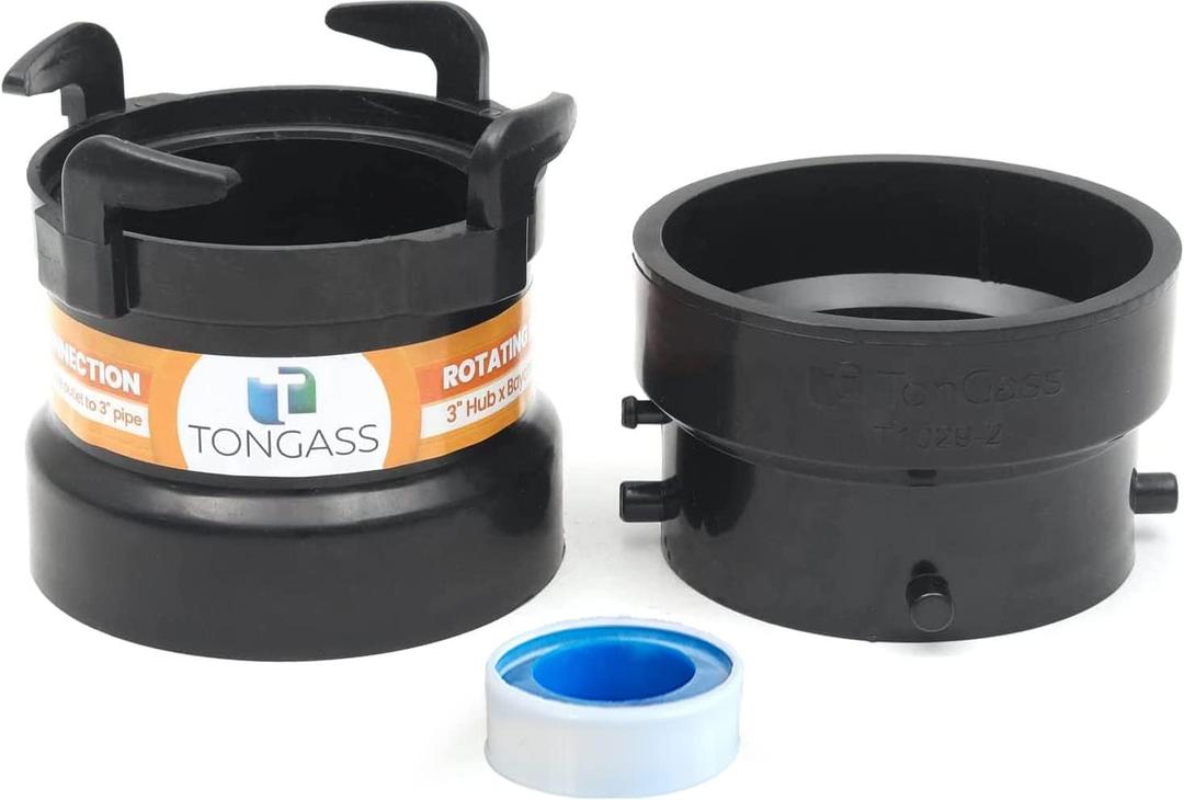 TonGass (Combo Pack) RV Sewer Hose Fitting Adapter to PVC, RV Sewer Connection & Termination Adapter - 3" Hub x Bayonet Hooks with Thread Seal Tape