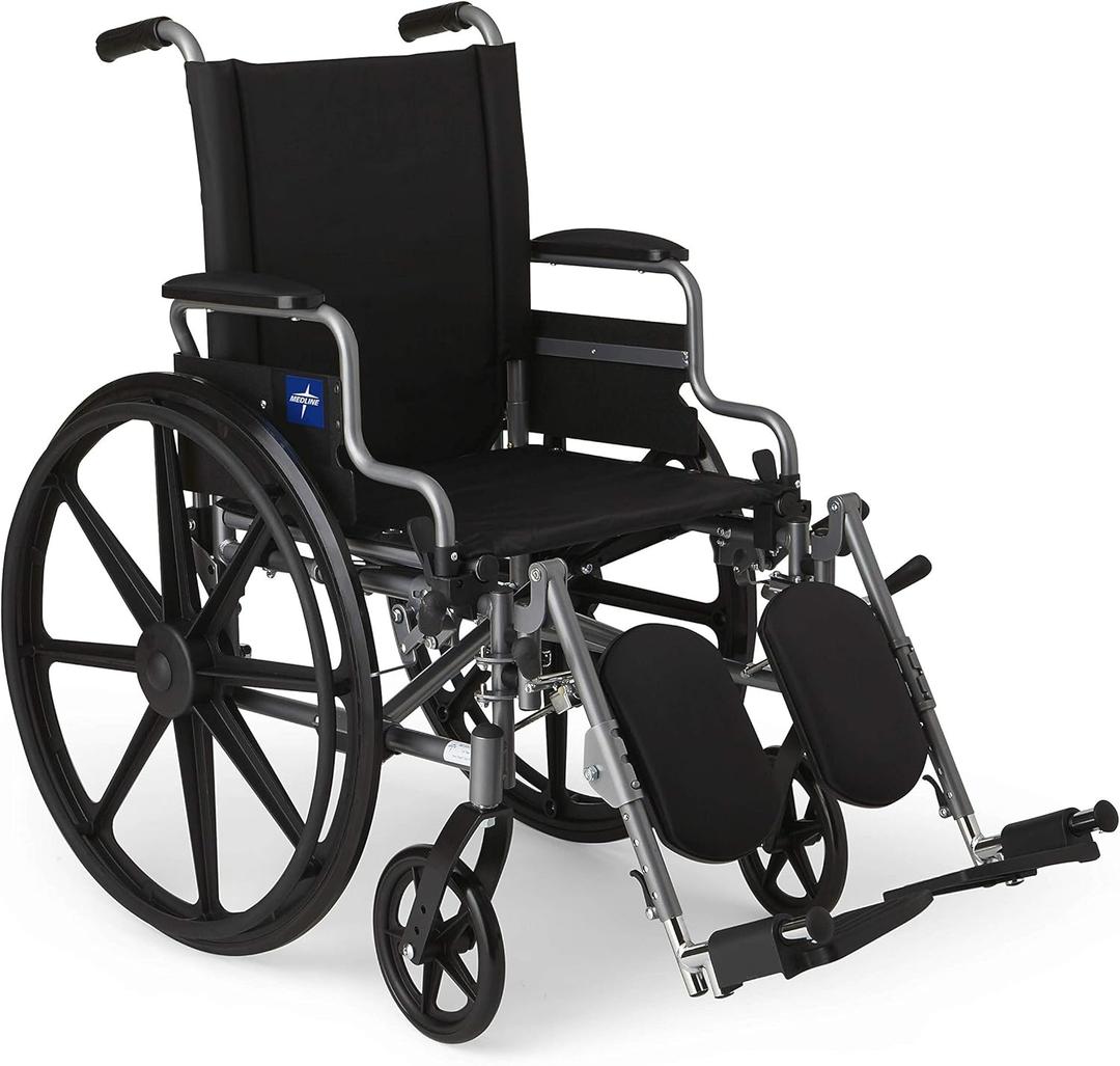Medline Lightweight Wheelchair for Adults With Swing-Back, Desk-Length Arms, Elevating Leg Rests; 18W" x 16"D Seat