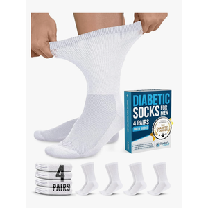Doctor's Select Diabetic Socks for Men - 4 Pairs Crew Diabetic Neuropathy Socks for Men | Diabetic Socks for Men 9-12