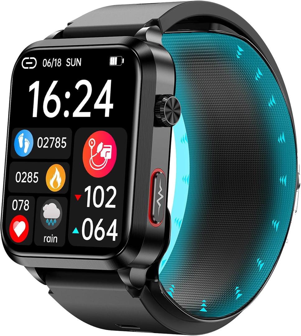 Blood Pressure Smart Watch with Air Bag Air Cuff, 1.92" lPS Color Screen, 24/7 Heart Rate Blood Oxygen Body Temperature Sleep Respiration Rate Health Monitor Activity Tracker Familiy Data Sharing.