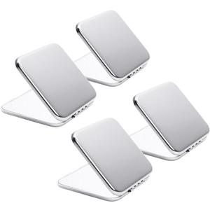 Compact Mirror for Purse, Metal Square Shell, Double-Sided 1X/2X Magnifying, Portable Small Travel Makeup Mirror, Mini Pocket Mirror, Silver, 4 Packs