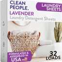 The Clean People Laundry Detergent Sheets - Laundry Soap - Ultra Concentrated, Recyclable Packaging, Stain Fighting - Lavender, 32 Pack
