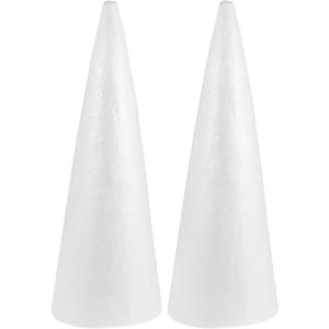 SUPVOX 2pcs Foam Cones Christmas Tree Cones for DIY Modeling Craft Floral Arranging Supplies (5.3X14.9in)