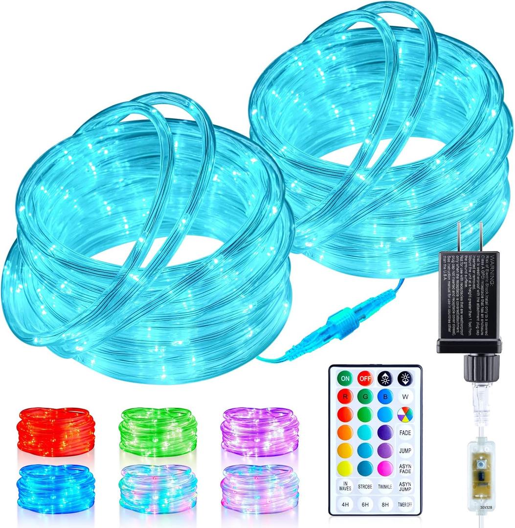 Minetom Color Changing Rope Lights Outdoor - Connectable 66ft 200 LED Outdoor String Lights with Remote, 18 Colors, Christmas Light for Bedroom Outside Patio Holiday Decoration