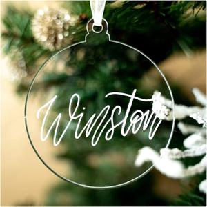 UNIQOOO 3" Clear Round Acrylic Christmas Ornament 2025, 4mm Extra Thick, DIY Bulk Blank Circle Bulb Xmas Bauble Tree Decorations, Stocking Name Tag, Holiday Tags, Momento, 18 Pack